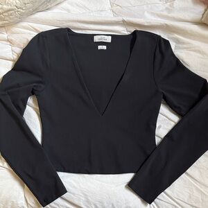 Aritzia Babaton Contour Black V-Neck Top